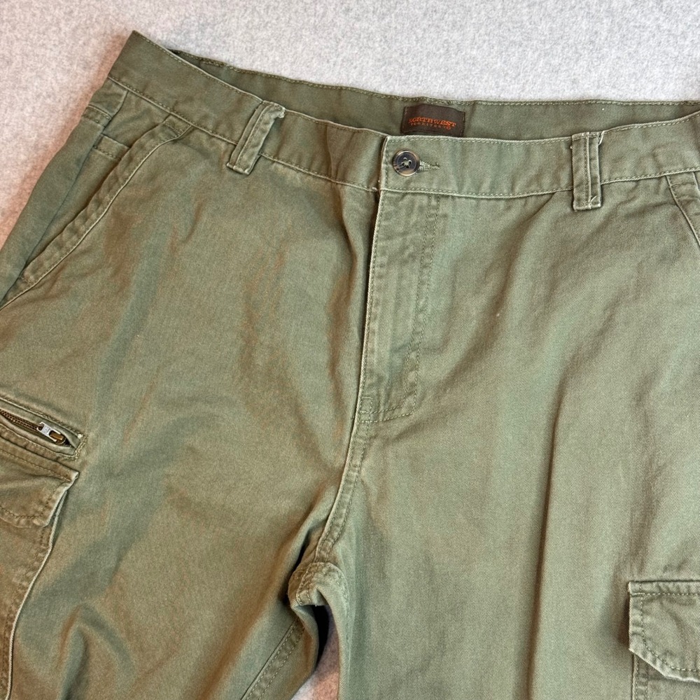 Northwest Territory Mens Olive Green Cotton Cargo Pants 38x30 Utility Trousers